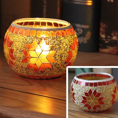 Mosaic glass candlestick European retro ornaments