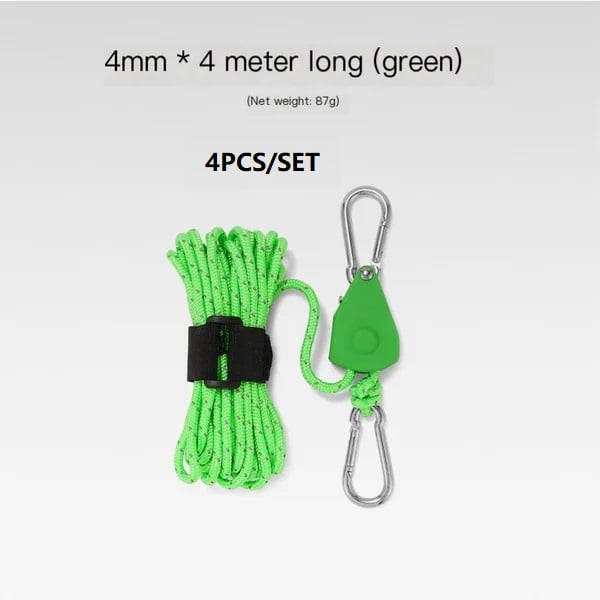 Portable Adjustable Fix Tent High Strength Fast Release Pulley Camping Rope(4 Pcs/Set)