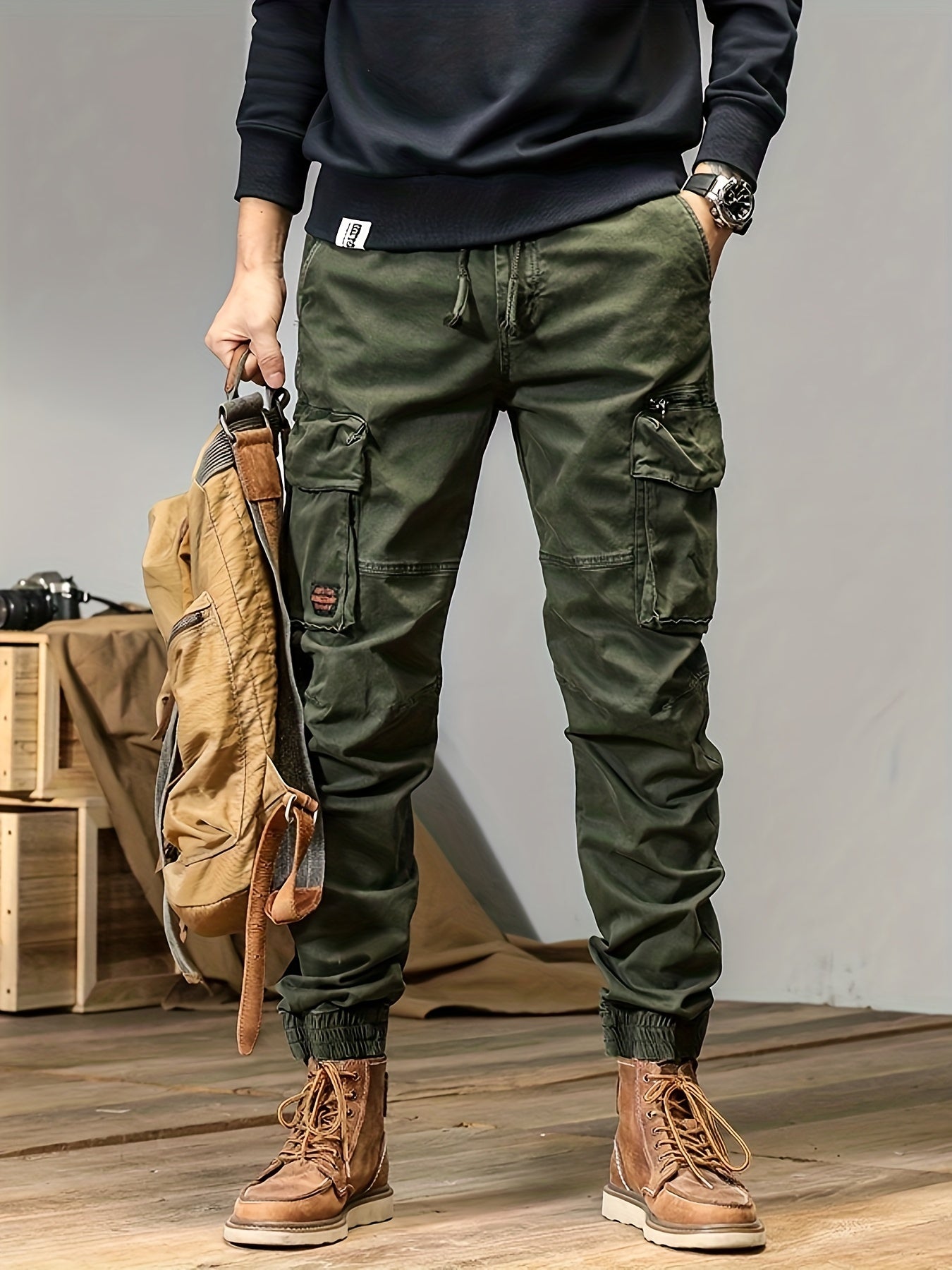 Simple and versatile high street design loose wear-resistant workwear casual pants