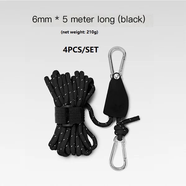 Portable Adjustable Fix Tent High Strength Fast Release Pulley Camping Rope(4 Pcs/Set)