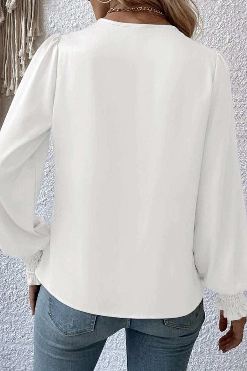 Elegant Solid Fold V Neck Tops