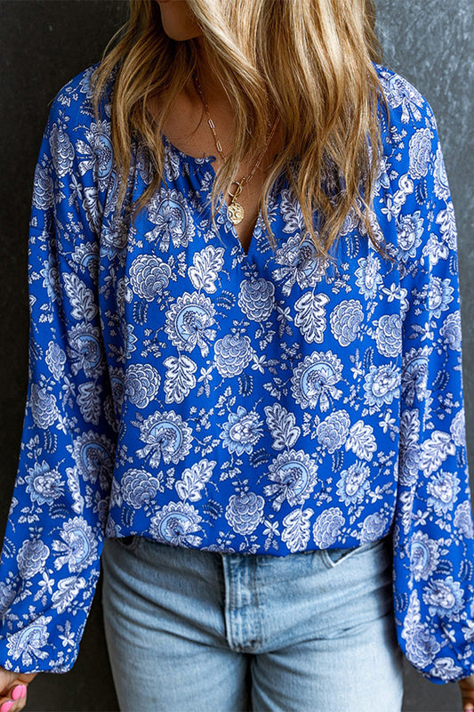 Bohemian Vintage Floral V Neck Tops