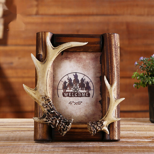 Resin crafts, antler photo frames, retro home decoration gifts