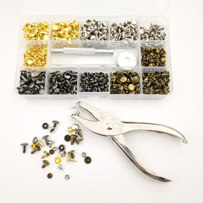 360 sets of boxed double-sided rivets, rivet accessories, round head hollow DIY flat head metal double-sided rivets