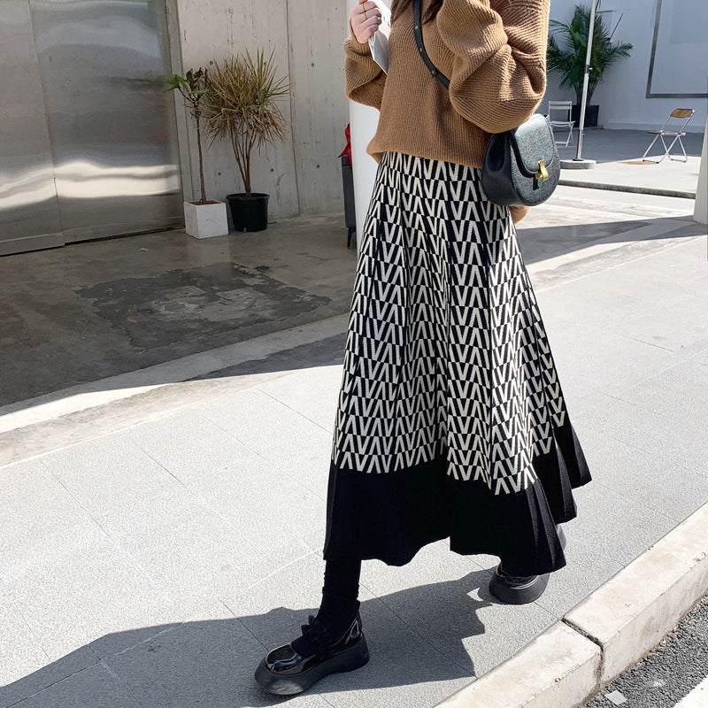 Thickened woolen long skirt