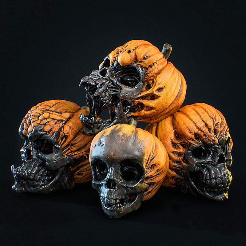 Evil pumpkin skull halloween garden horror decoration