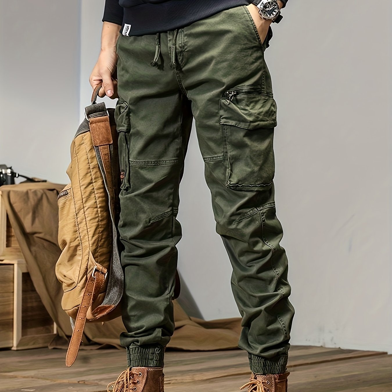 Simple and versatile high street design loose wear-resistant workwear casual pants