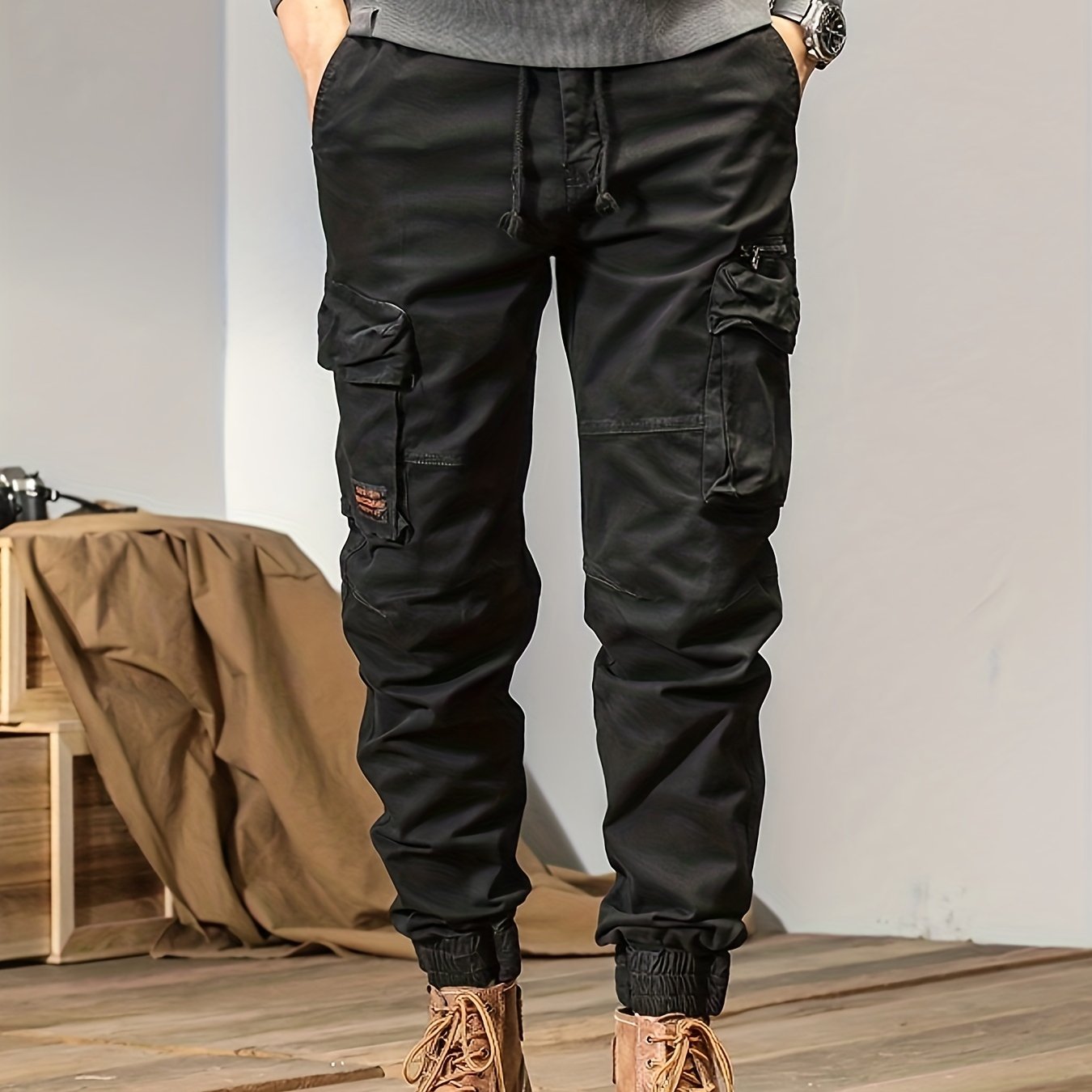 Simple and versatile high street design loose wear-resistant workwear casual pants