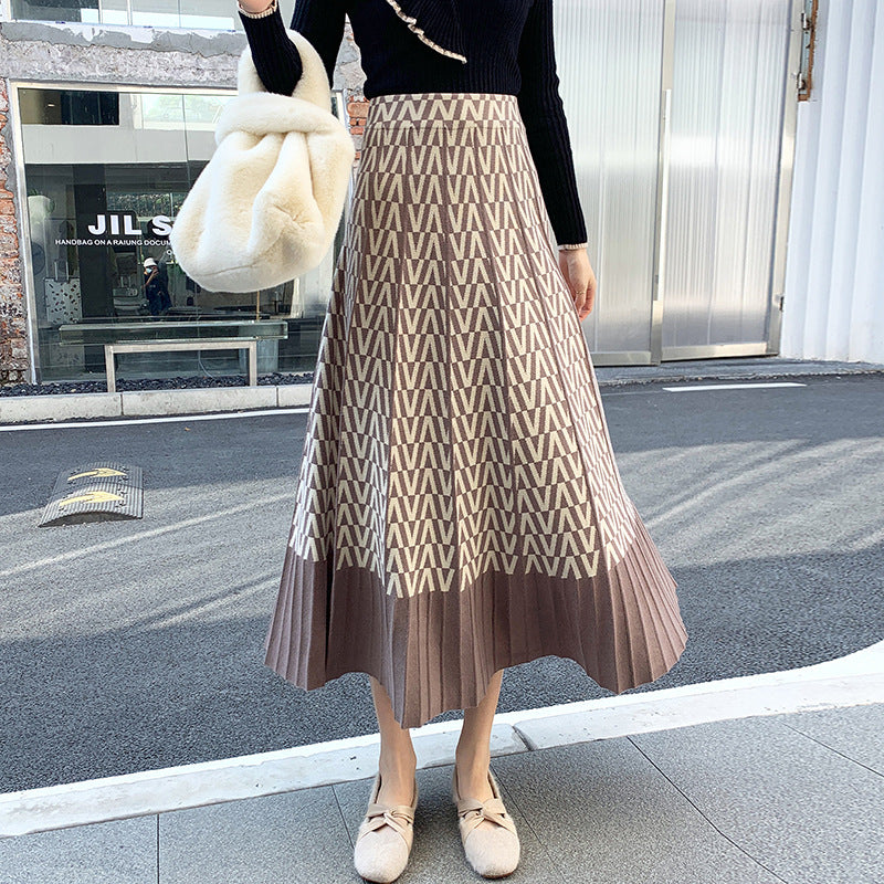 Thickened woolen long skirt