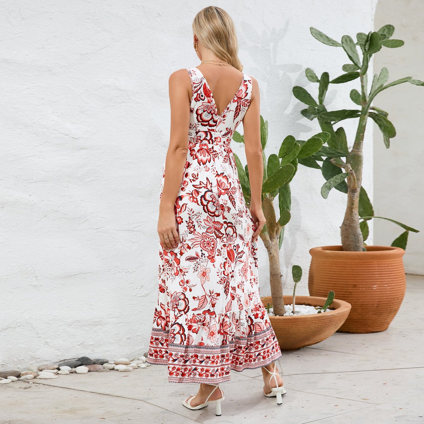 Vintage Floral Print Summer Maxi Dress (Buy 2 Free Shipping)