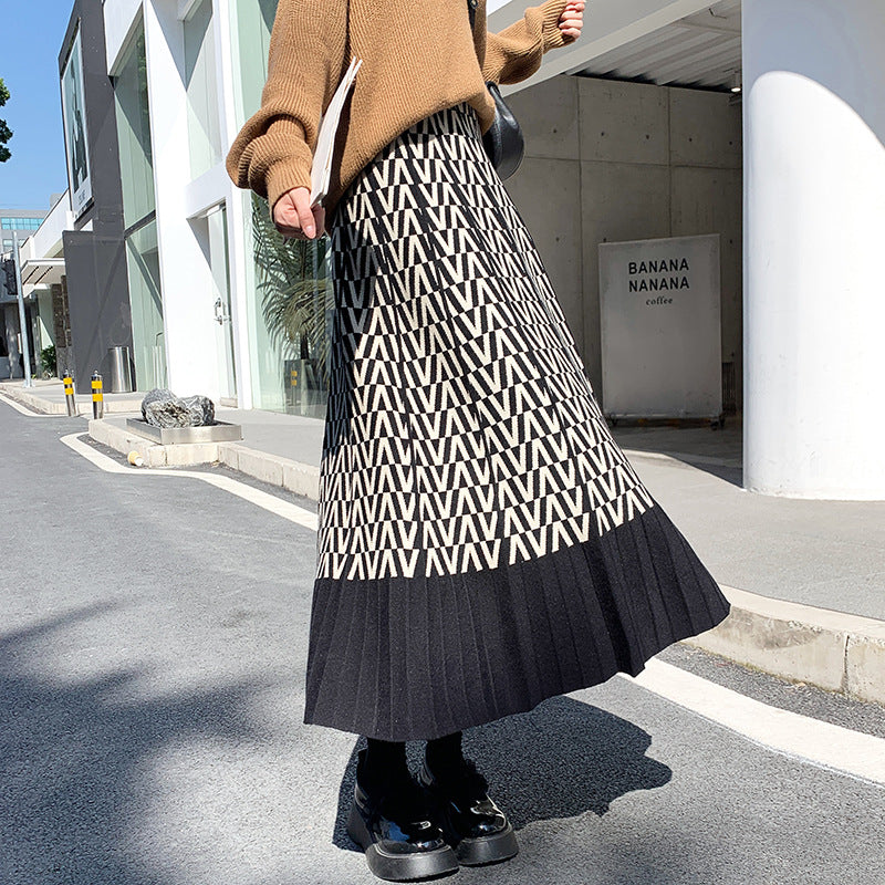 Thickened woolen long skirt