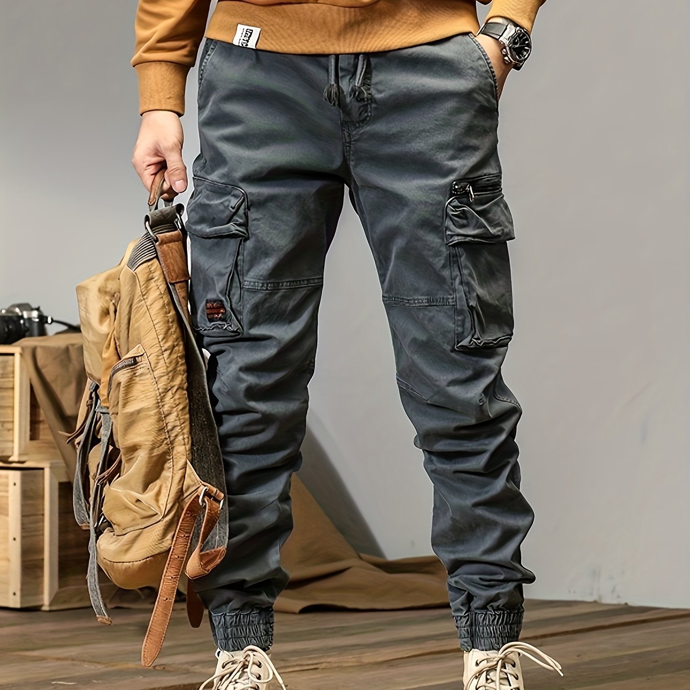 Simple and versatile high street design loose wear-resistant workwear casual pants