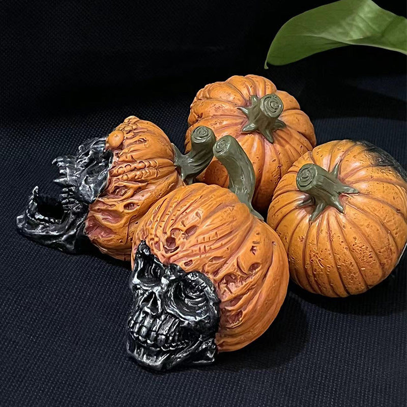 Evil pumpkin skull halloween garden horror decoration