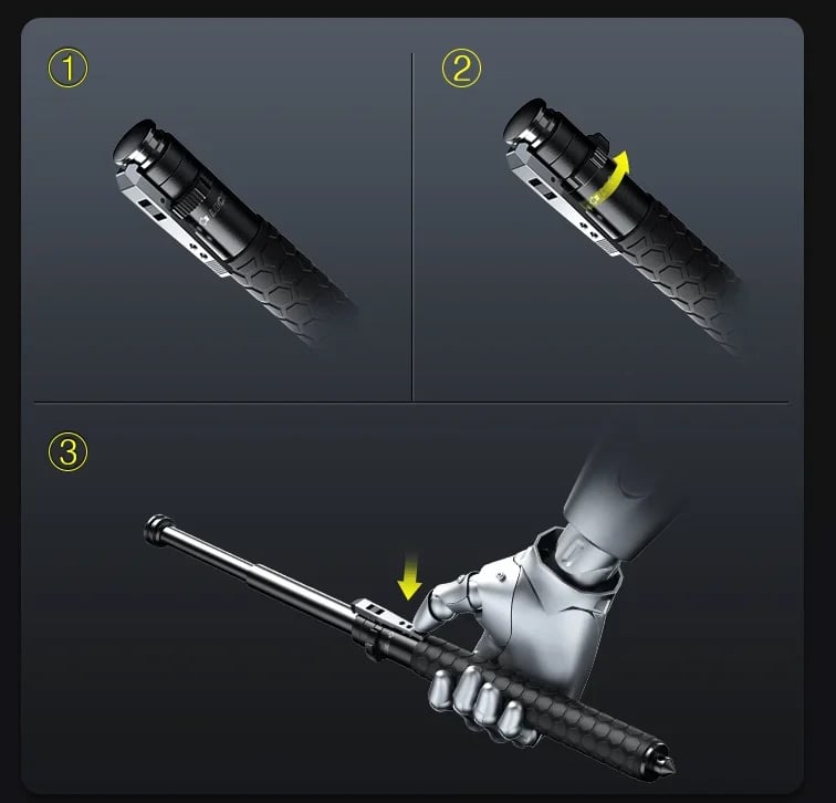 Enhanced Automatic Retractable Self-Defense Hiking Stick