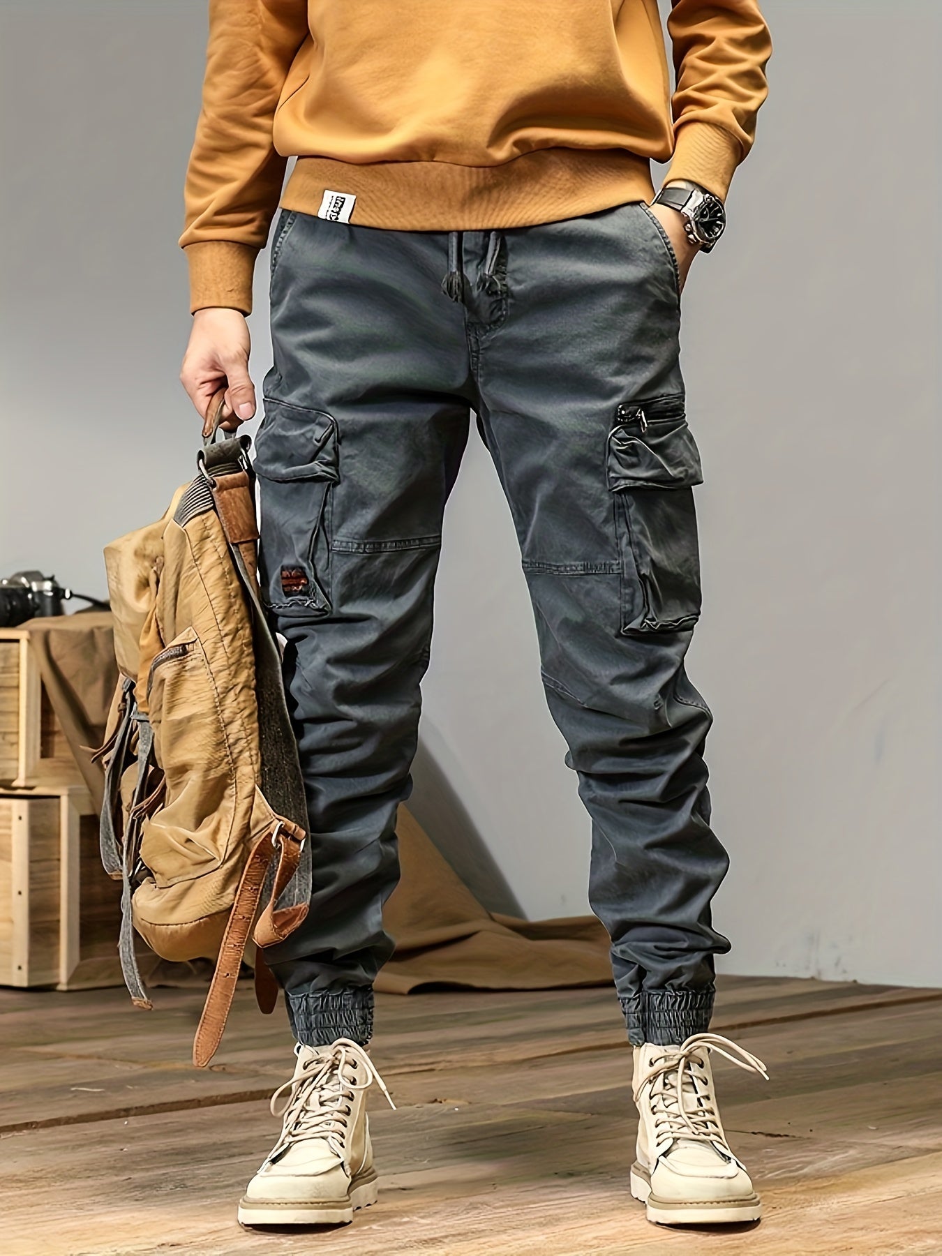 Simple and versatile high street design loose wear-resistant workwear casual pants