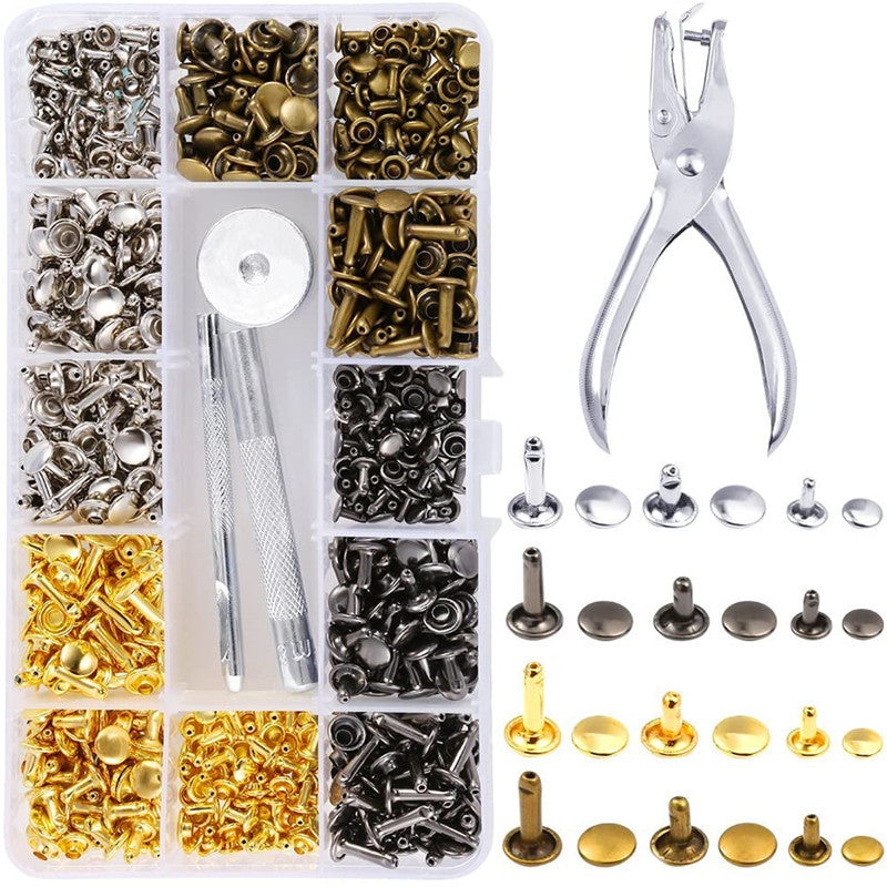 360 sets of boxed double-sided rivets, rivet accessories, round head hollow DIY flat head metal double-sided rivets