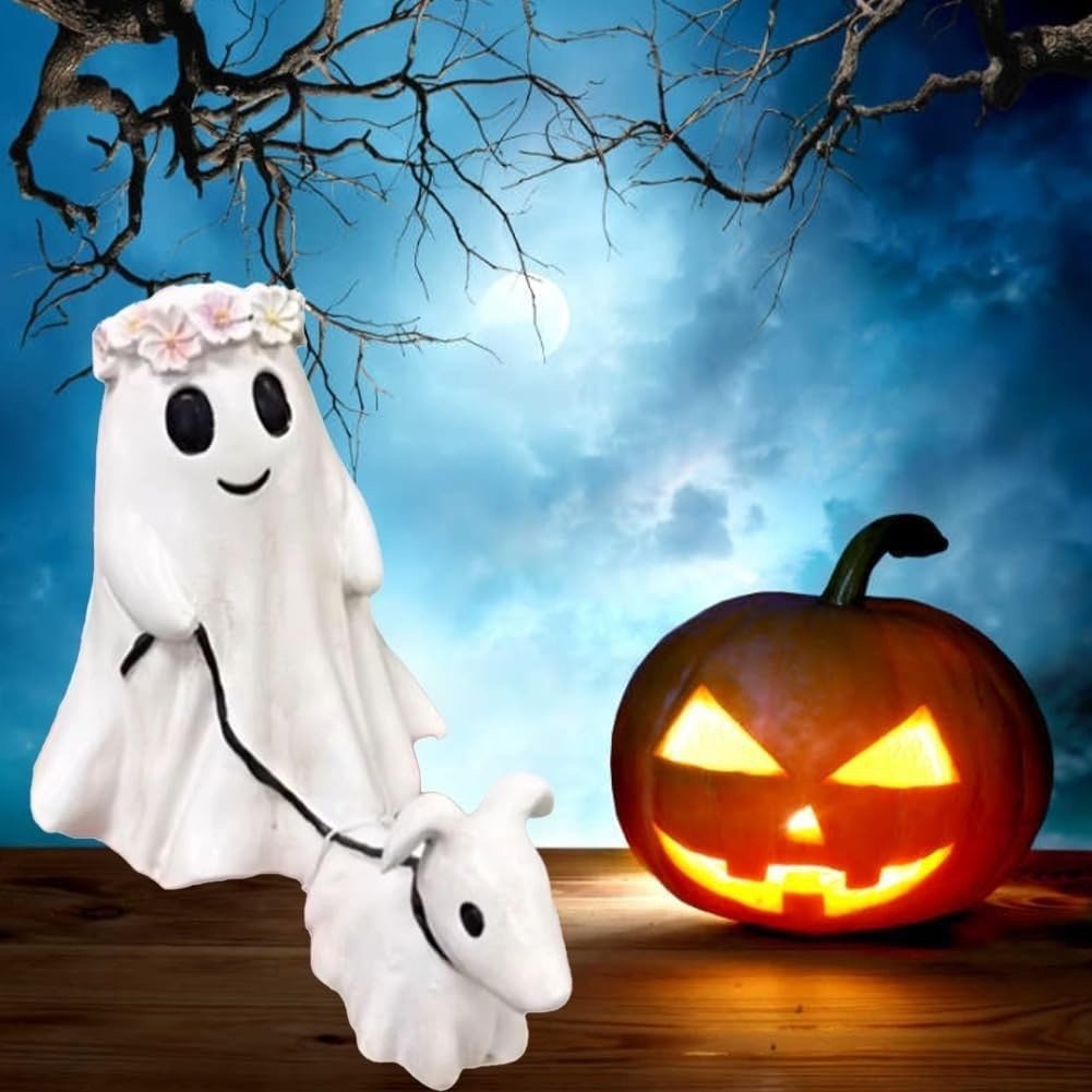 2024 Halloween Ghost Walking Dog Statue👻