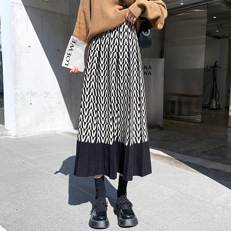 Thickened woolen long skirt