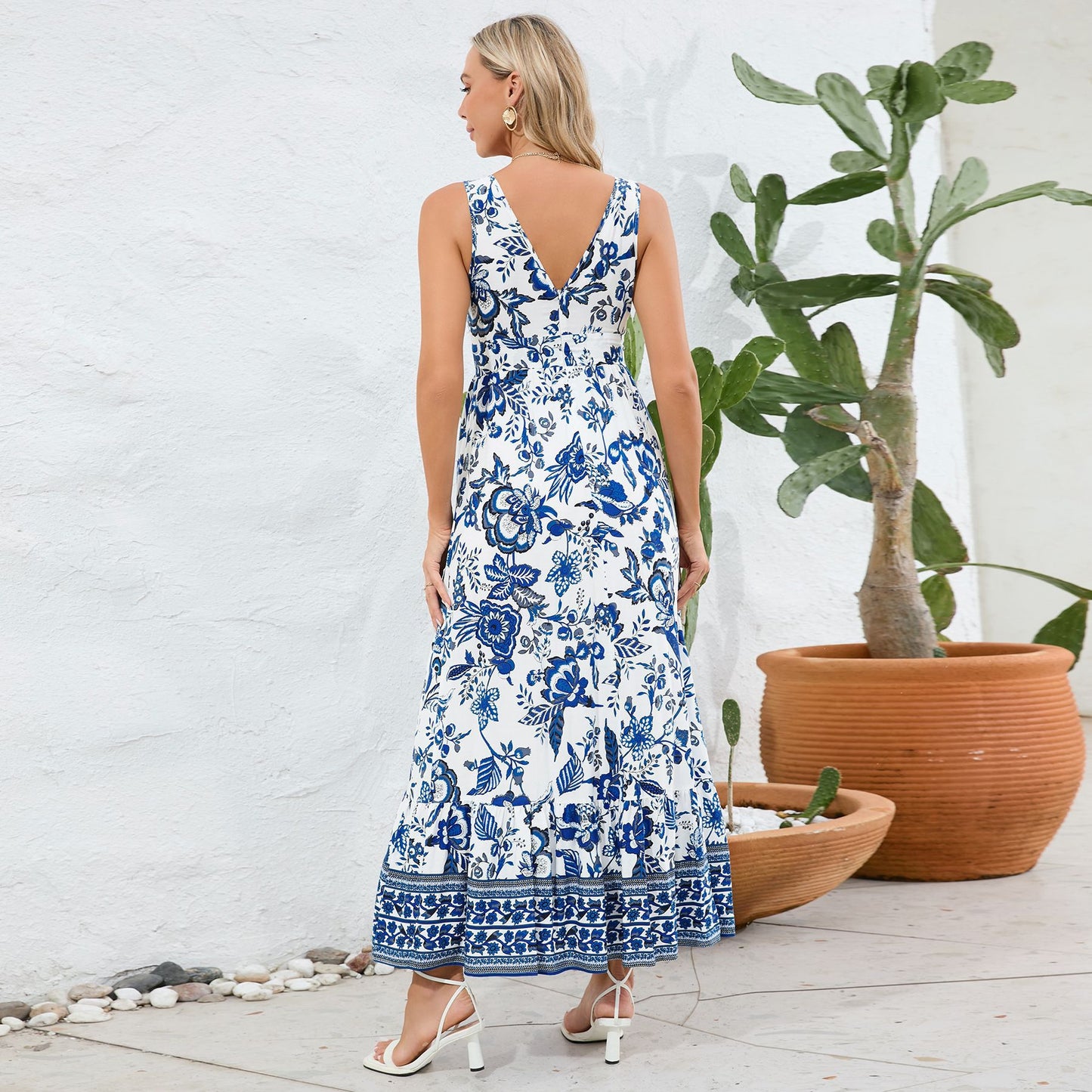 Vintage Floral Print Summer Maxi Dress (Buy 2 Free Shipping)