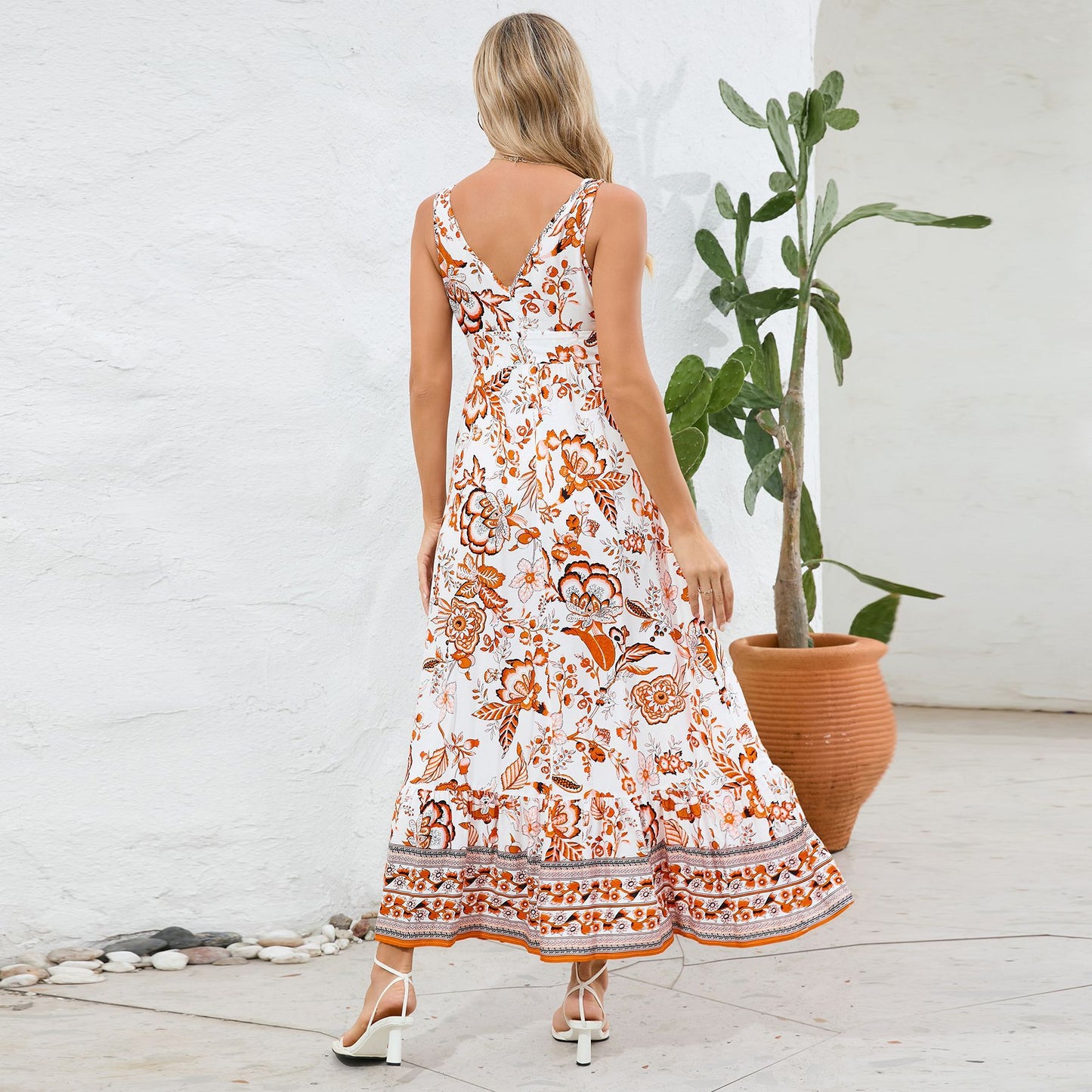 Vintage Floral Print Summer Maxi Dress (Buy 2 Free Shipping)