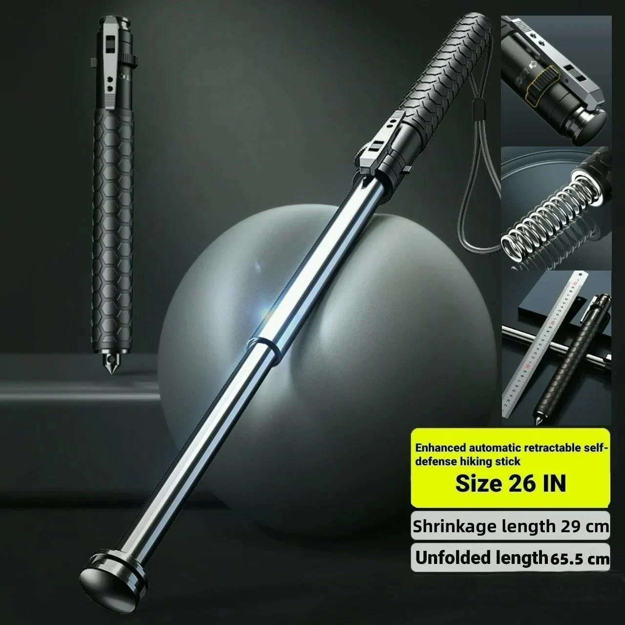 Enhanced Automatic Retractable Self-Defense Hiking Stick