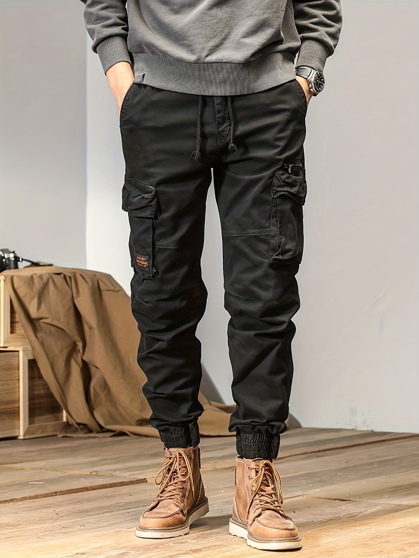 Simple and versatile high street design loose wear-resistant workwear casual pants