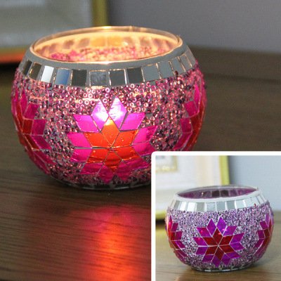 Mosaic glass candlestick European retro ornaments