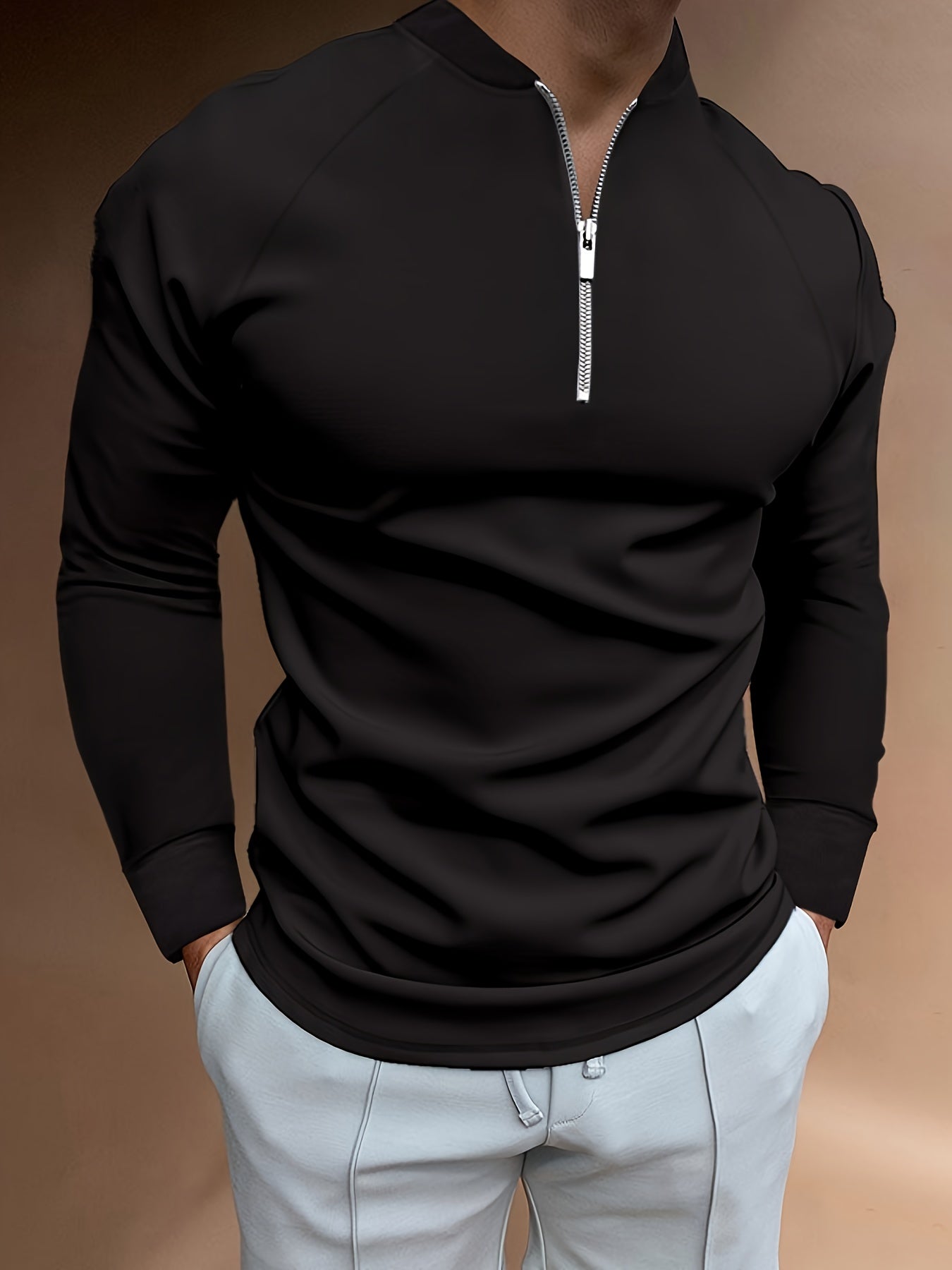 Stand collar casual fashion tops for men casual wear