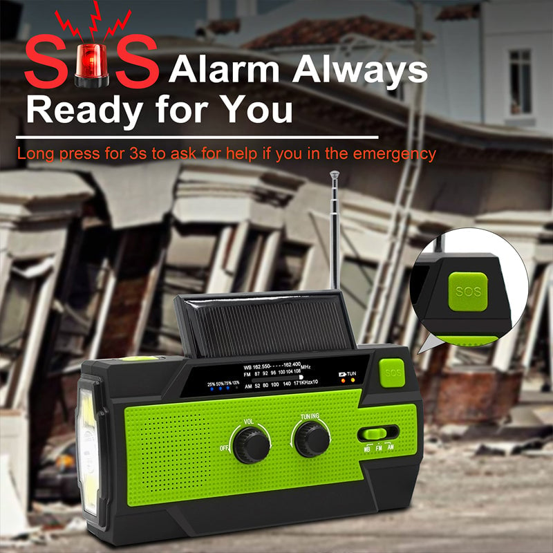 Multifunctional emergency radio with flashlight hand crank radio solar radio