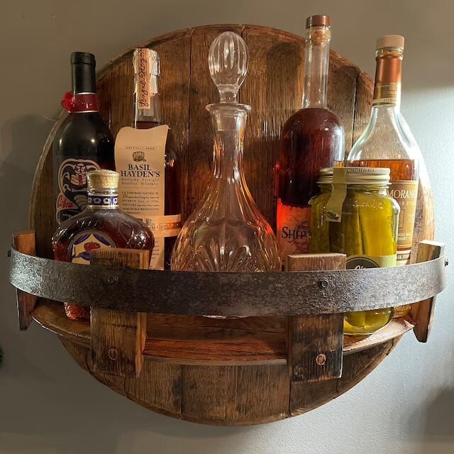 Bourbon whiskey barrel shelf