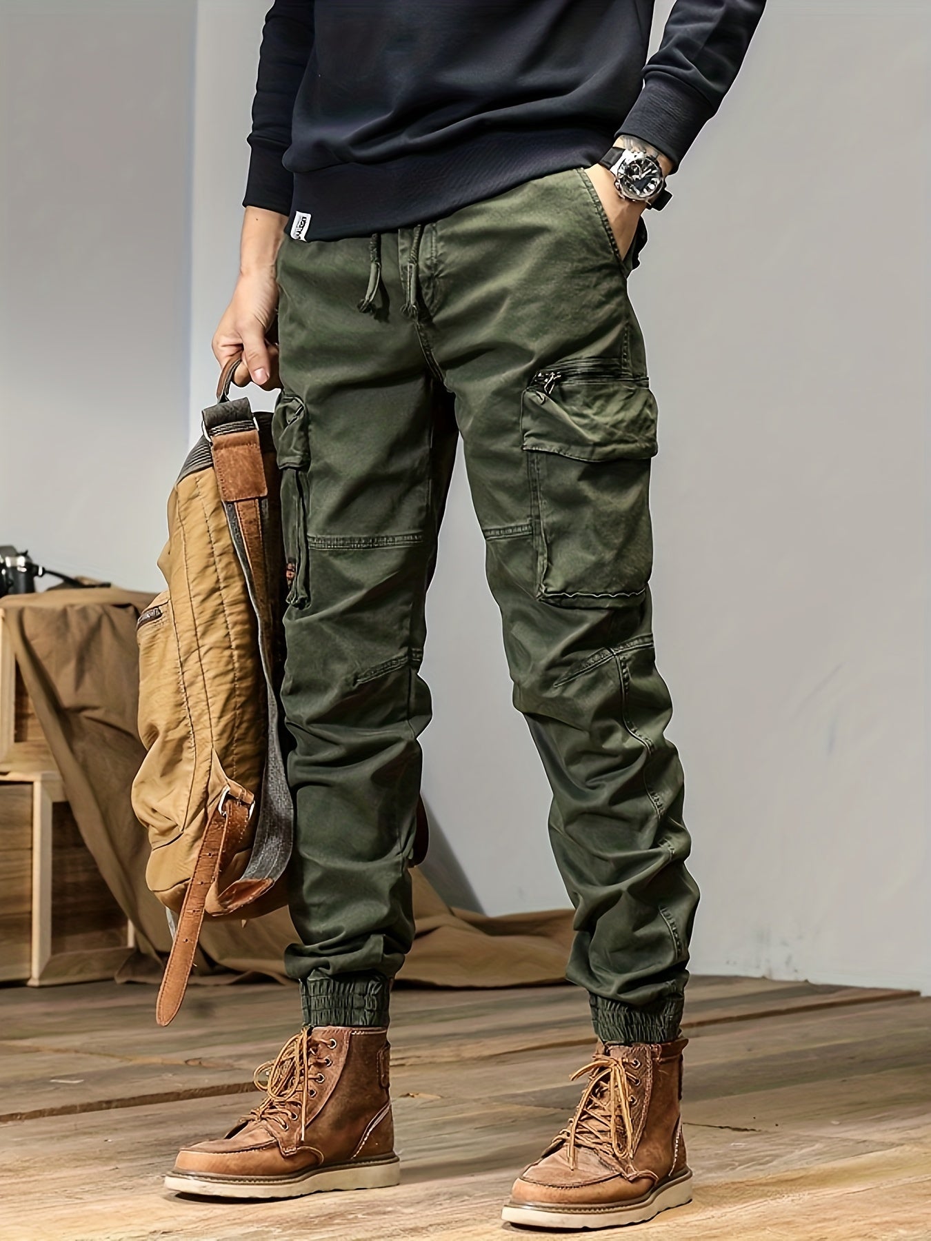 Simple and versatile high street design loose wear-resistant workwear casual pants