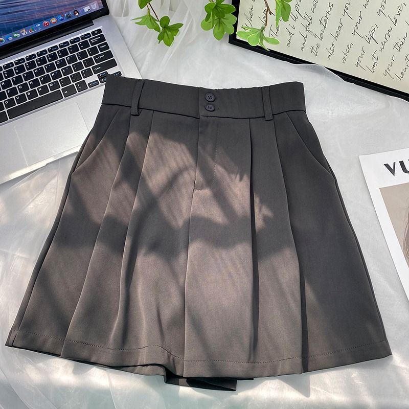 High waist ice silk suit shorts