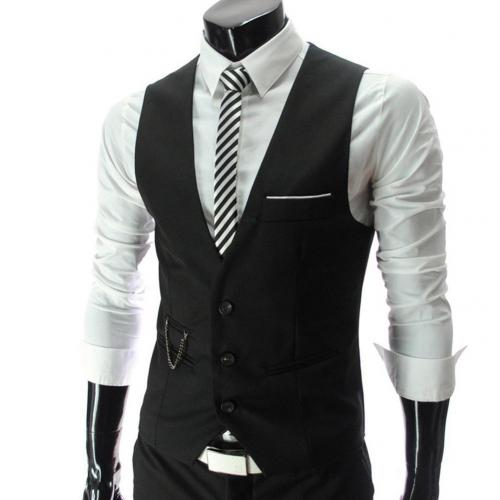 V Neck Sleeveless Suit Waistcoat