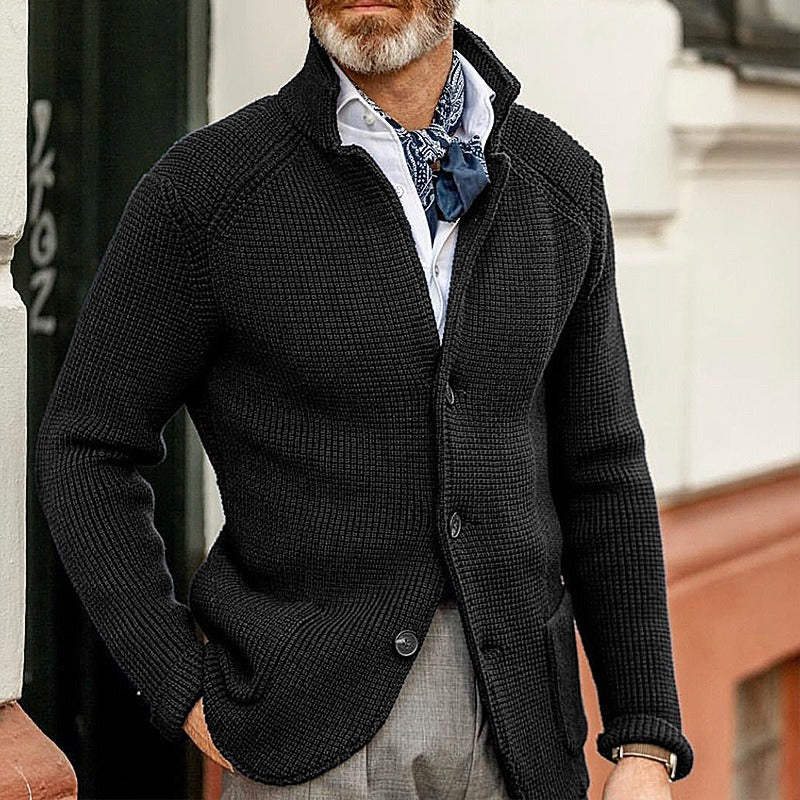 Men's Retro Navy Heavy Knitted Jacket