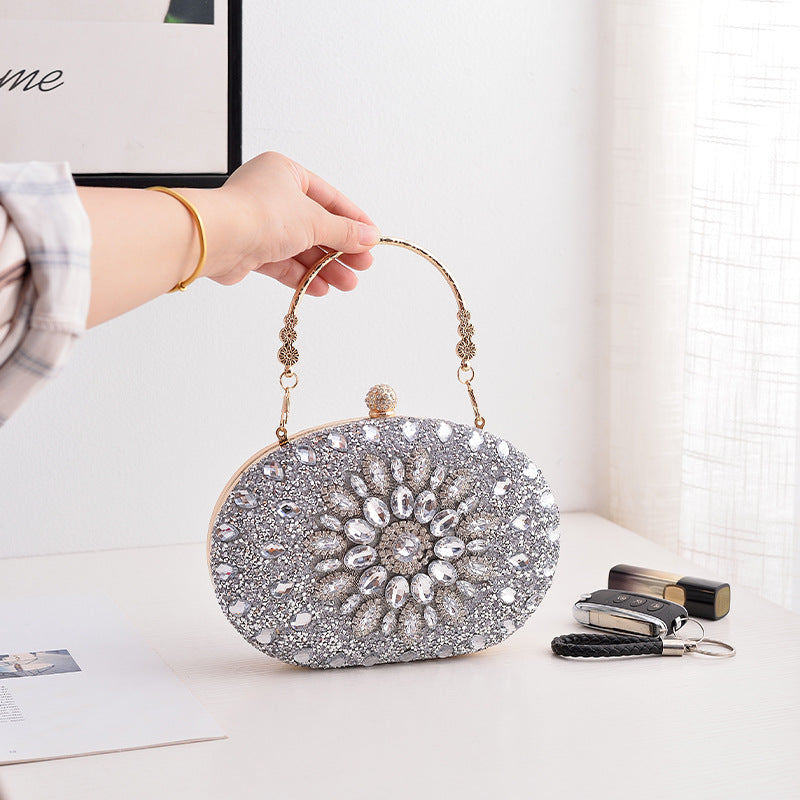 Women Dinner Bag Fashion New Sunflower Inlaid Diamond Banquet Hand Bag Dress Evening Bag