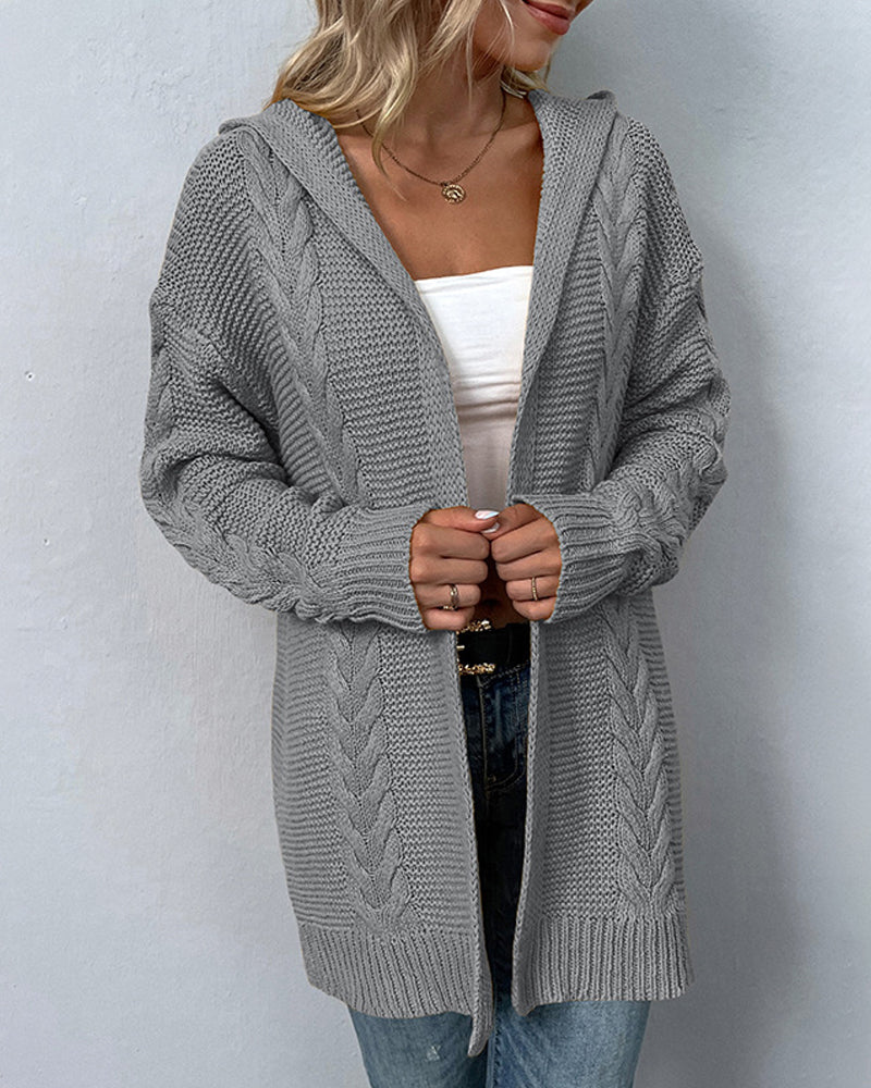 Hooded cardigan with twist sweater