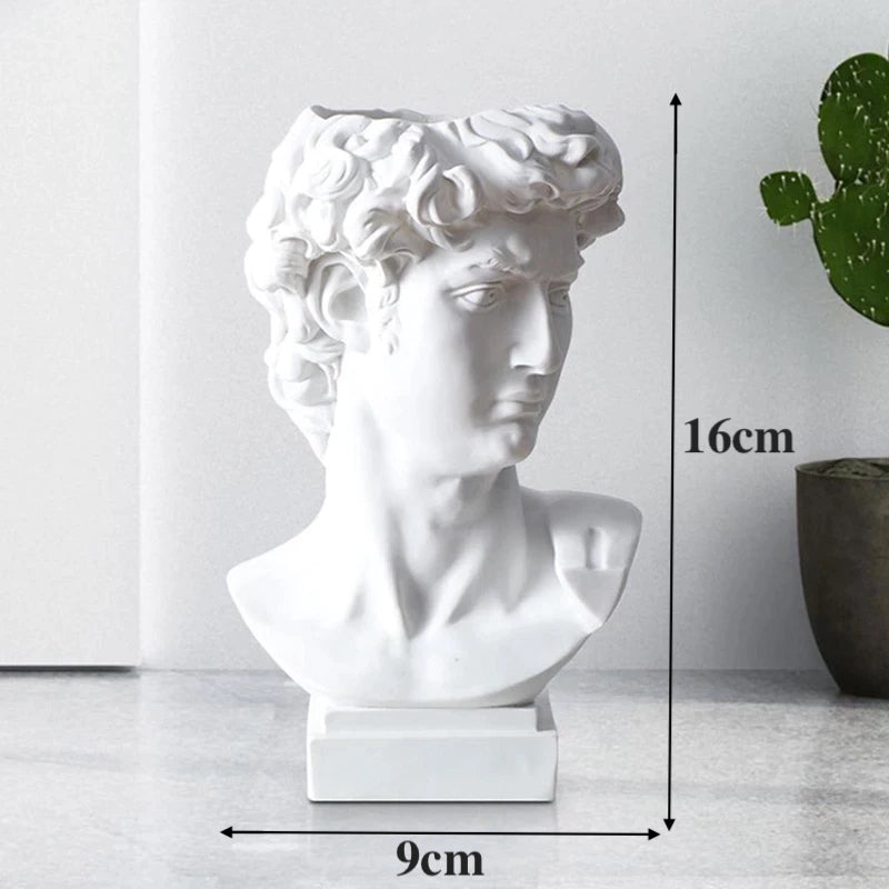 High Renaissance Vase David Flower Portrait Resin Vases Art David Statue Makeup Brush