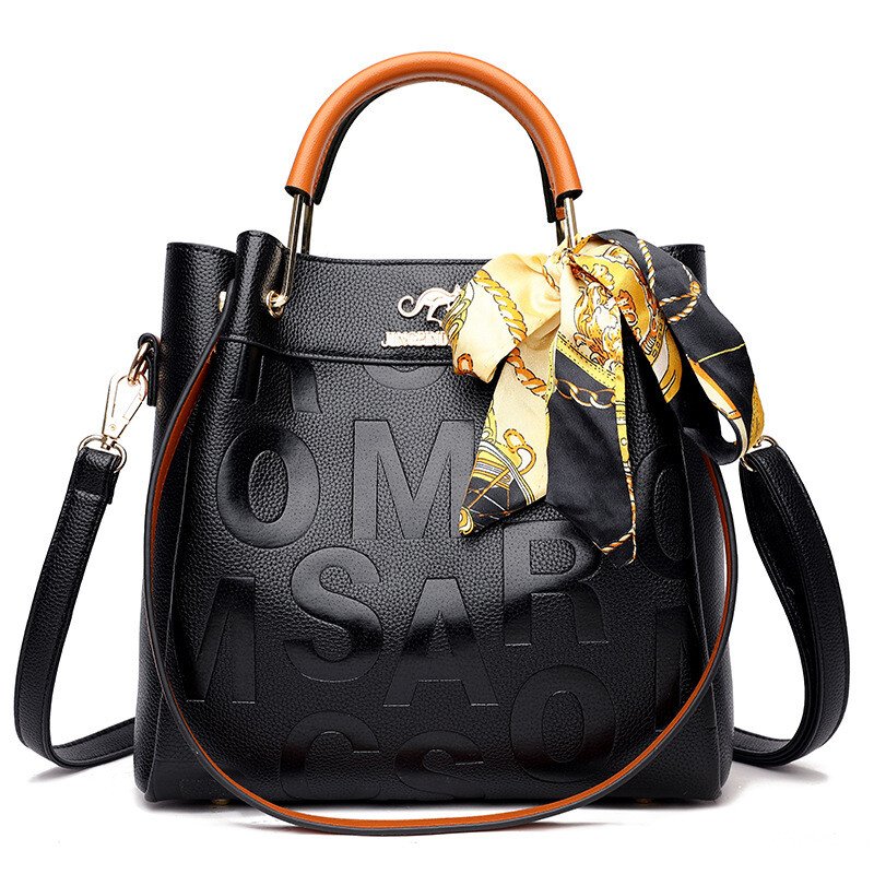 New arrival large capacity soft leather embossed shoulder bag