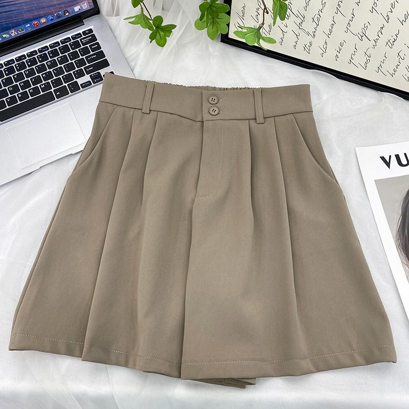 High waist ice silk suit shorts