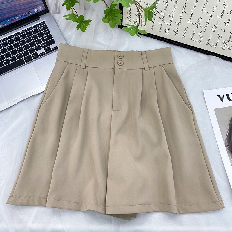 High waist ice silk suit shorts