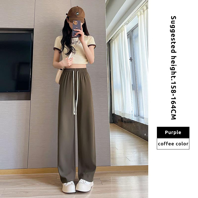 Women Summer Ice Silk Wide Leg Pants