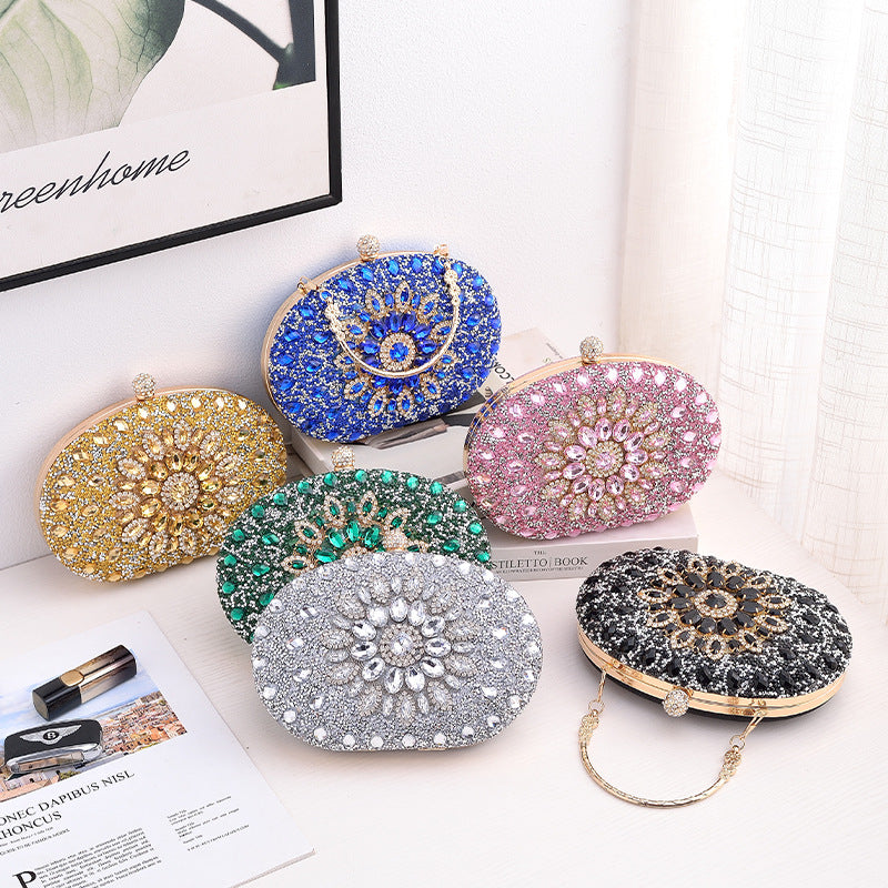 Women Dinner Bag Fashion New Sunflower Inlaid Diamond Banquet Hand Bag Dress Evening Bag