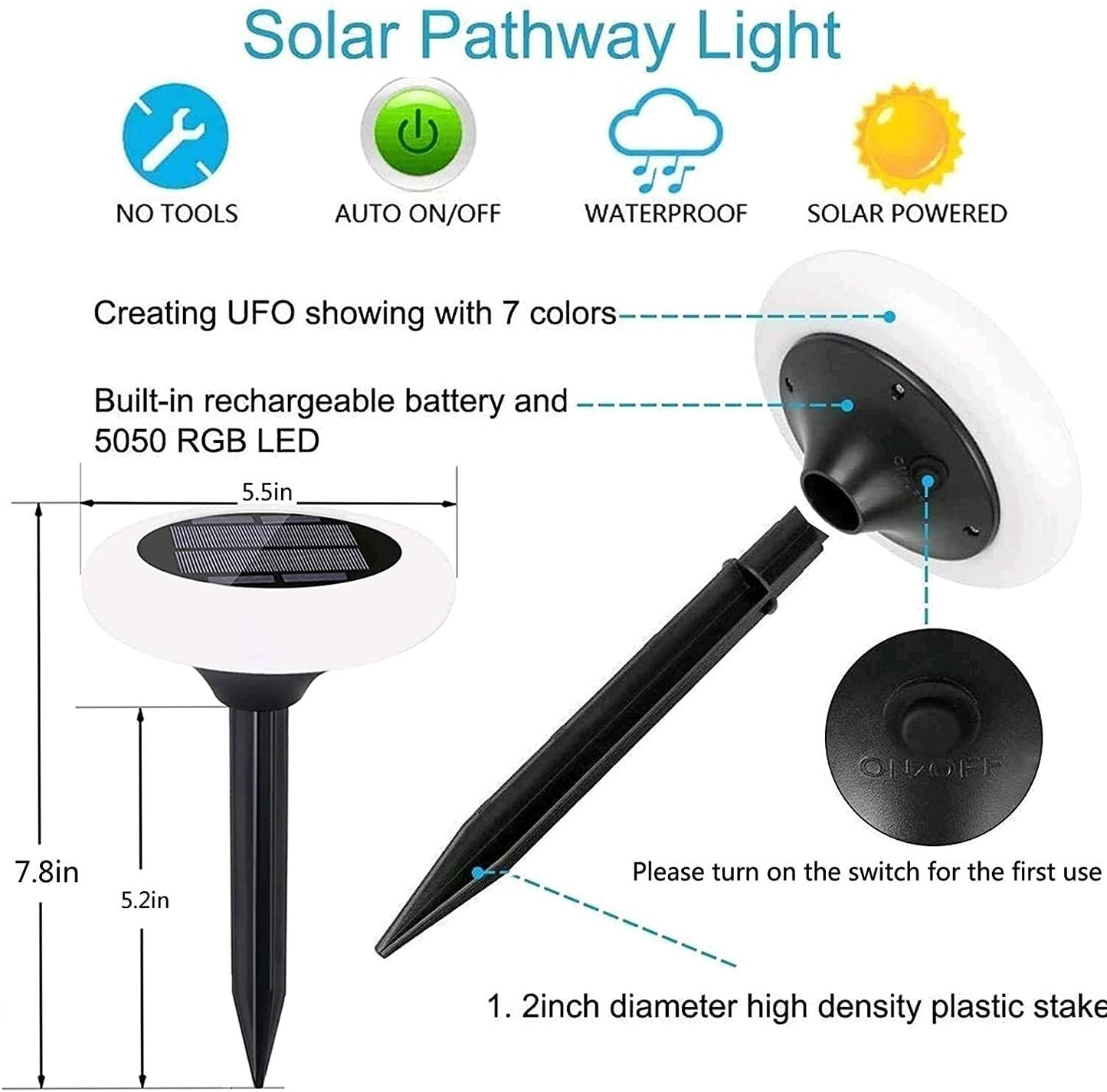 Solar colorful lawn light