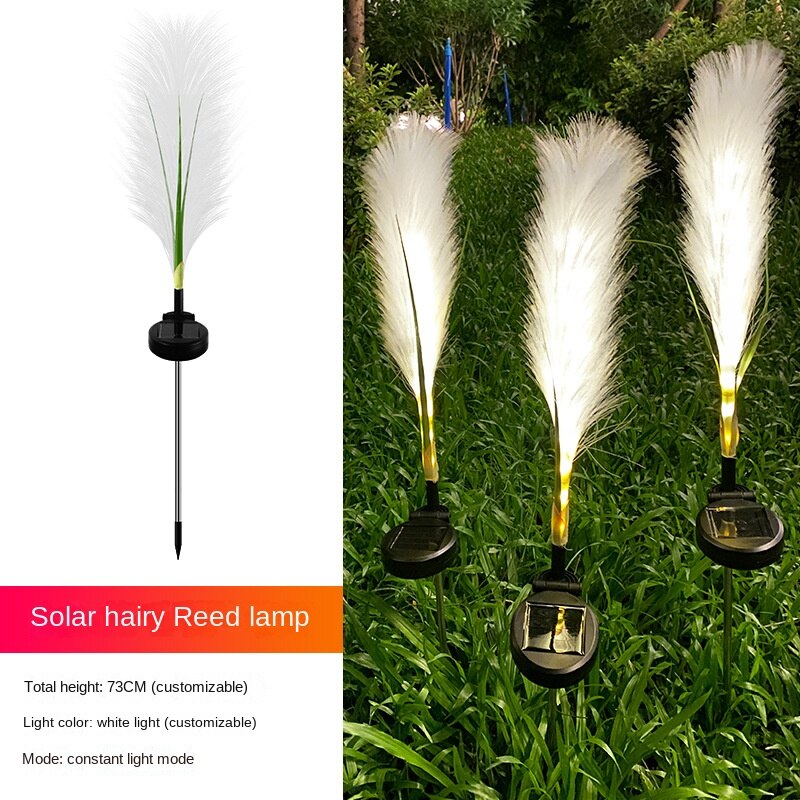 Solar Outdoor Garden Lights Decorative Waterproof Flower Fiber Optic Reed Landscape Lighting for Patio Driveway Pathway Lawn Ground