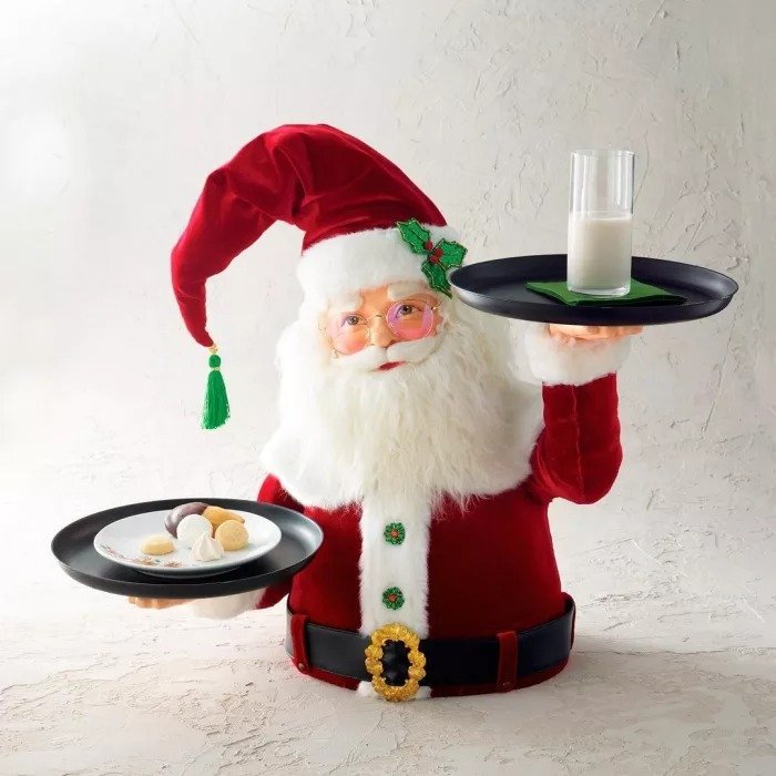 Santa Holdings Tray Figurine