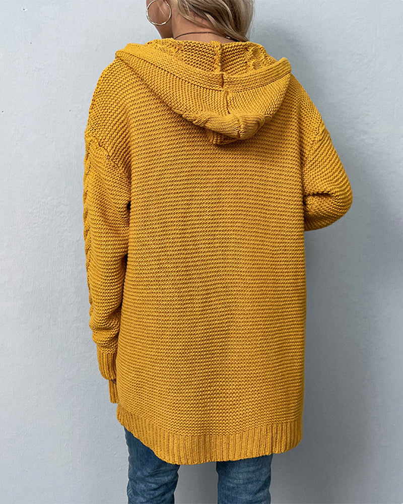 Hooded cardigan with twist sweater