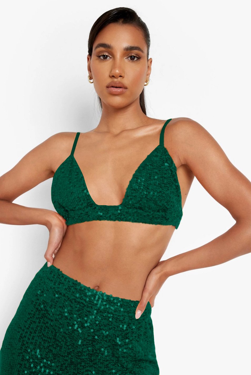 Sexy Sequin Lingerie Shirt + Pants 3-Piece Set