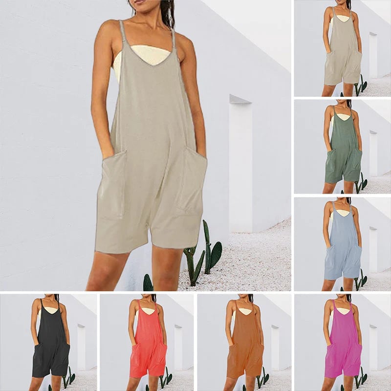 Sleeveless Romper with Pockets