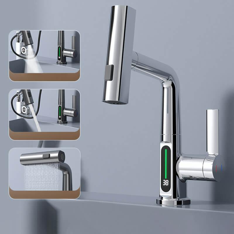 Lntelligent digital display pull-out faucet