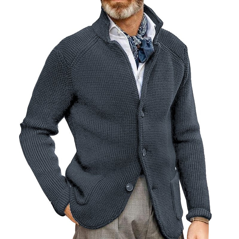 Men's Retro Navy Heavy Knitted Jacket